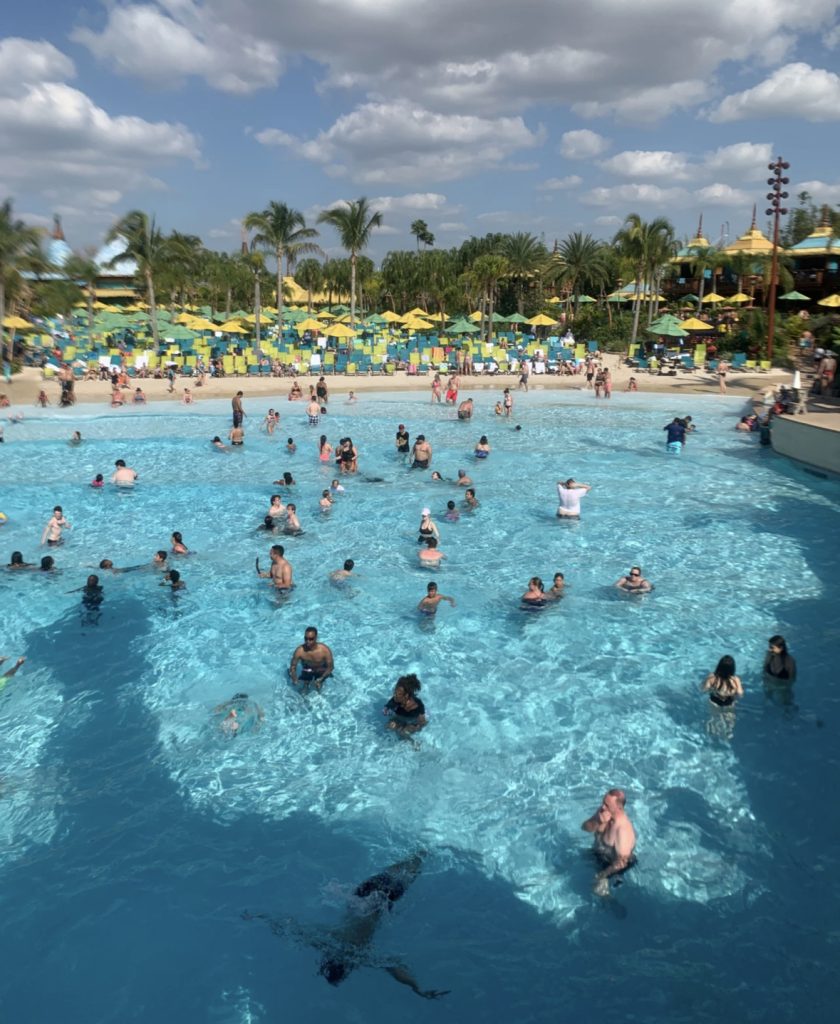 view into the wave pool at volcano bay