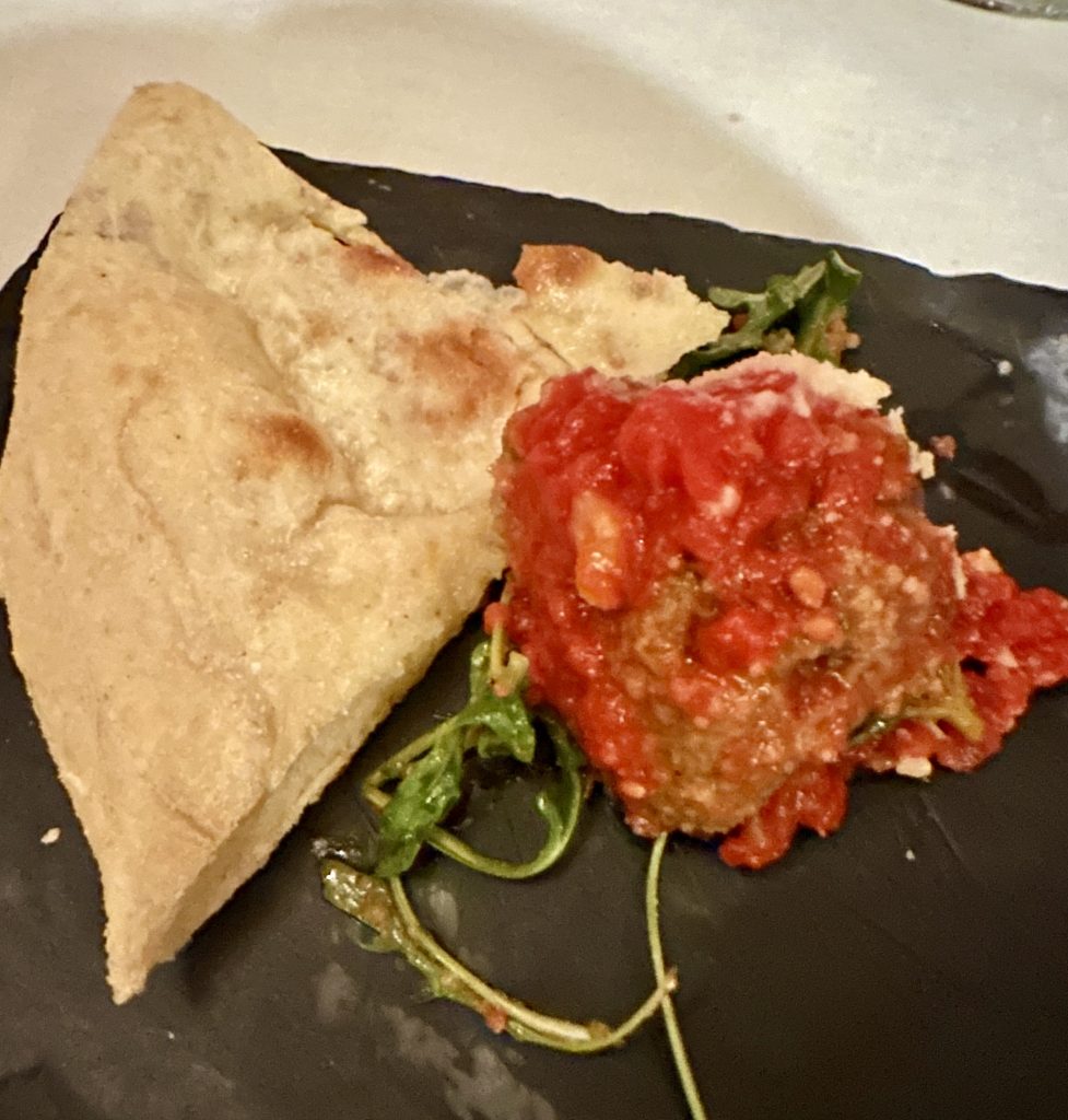 Fresh baked Focaccia and meatballs