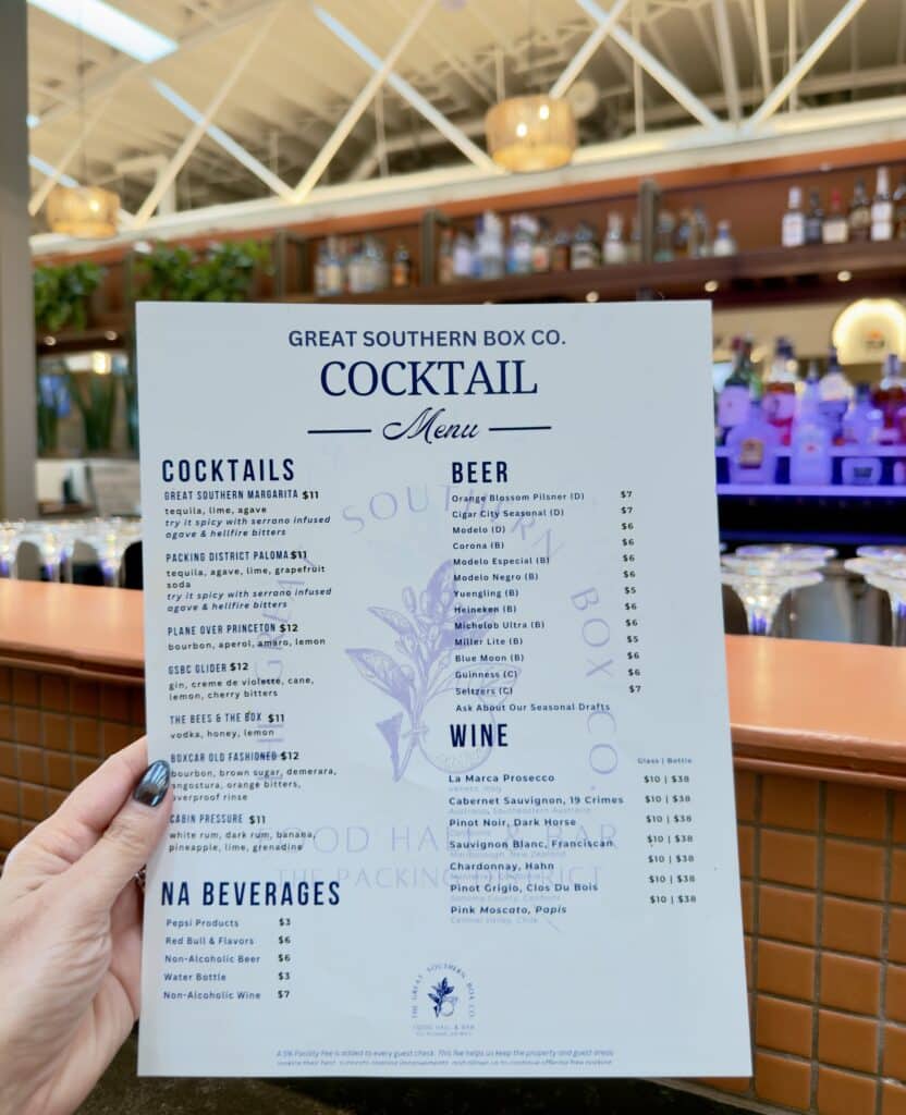 great southern box company bar menu