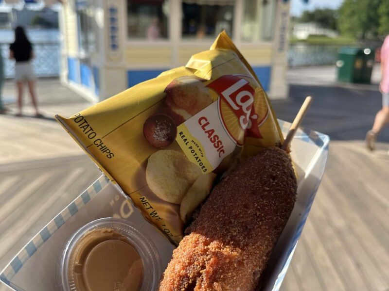 pickle dog at blue ribbon corn dogs at boardwalk resort