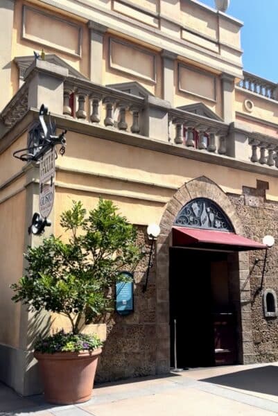 outside shot of tutto gusto wine cellar at epcot Italy pavilion