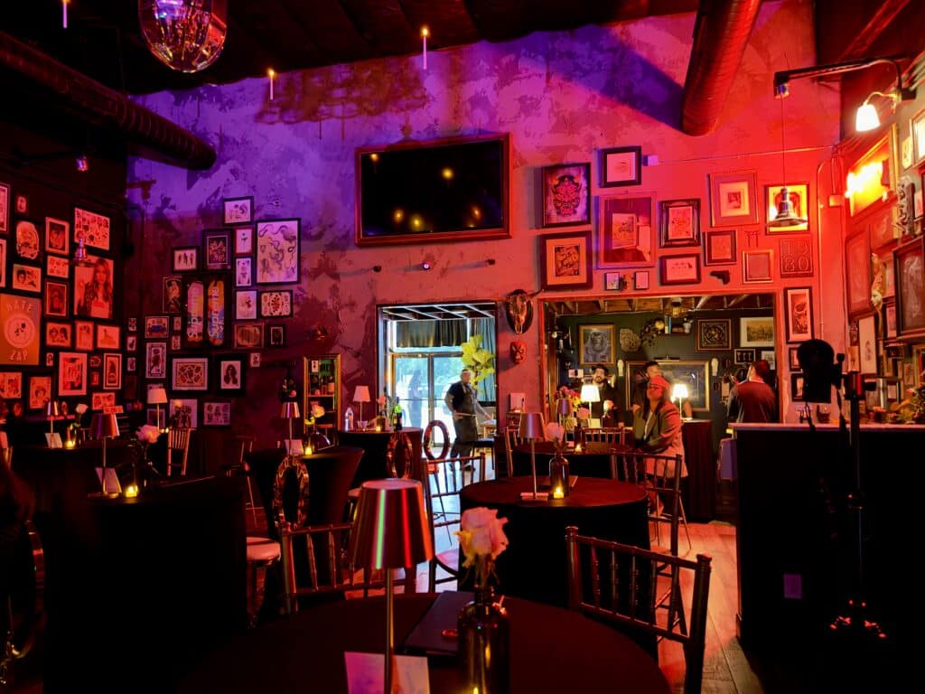 the mezzanine at fallen sparrow tattoo supper club