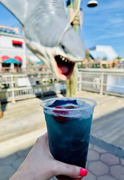 jaws and ocean attack cocktail which is blue and fun