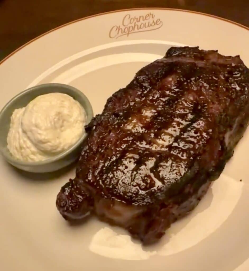 juicy steak at corner chophouse in winter park, fl