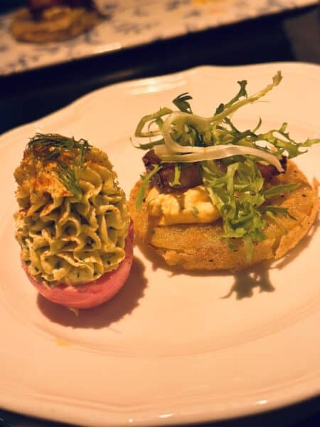 deviled egg and fried green tomatoes